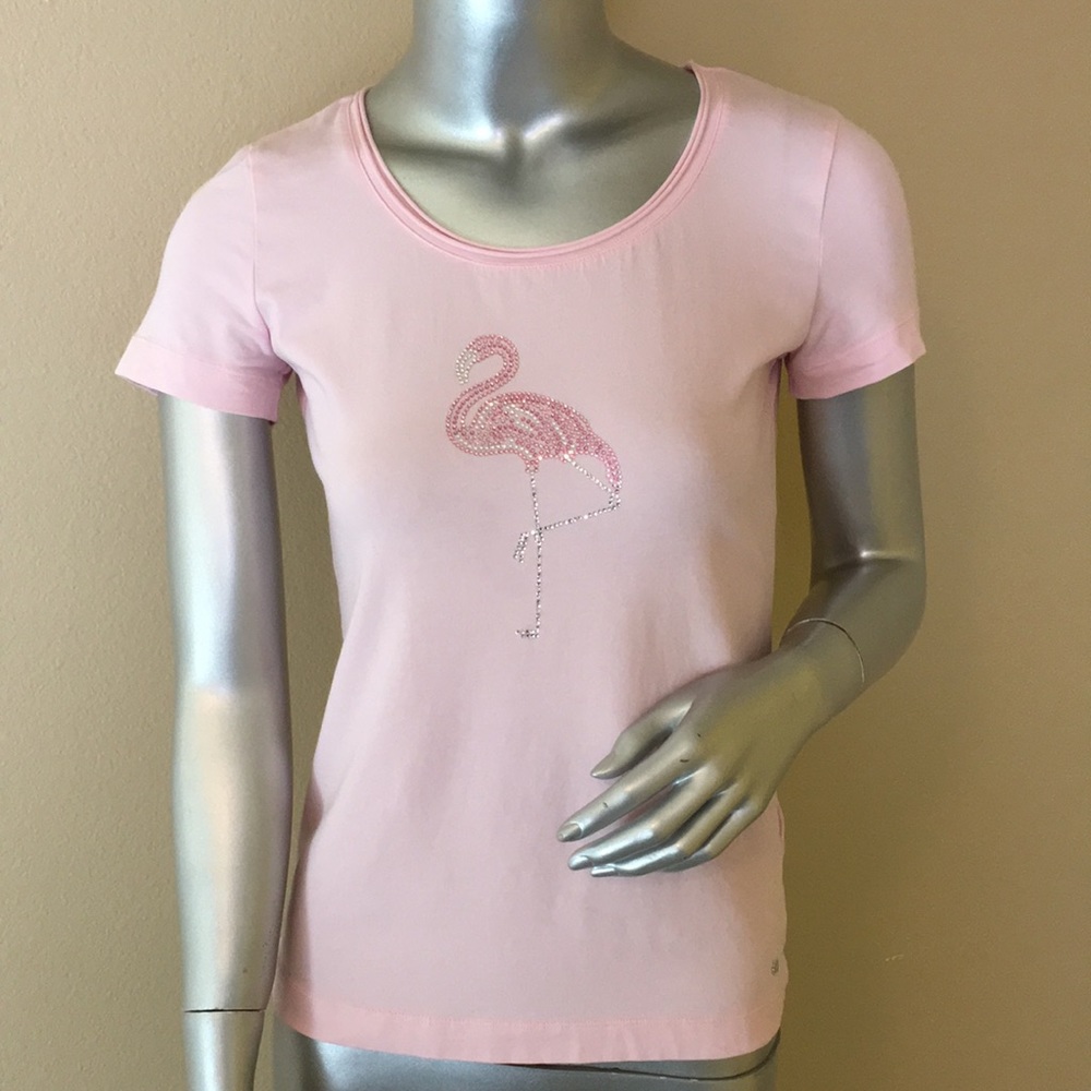 ESCADA SPORT Flamingo 🦩 Rhinestone Tee Shirt